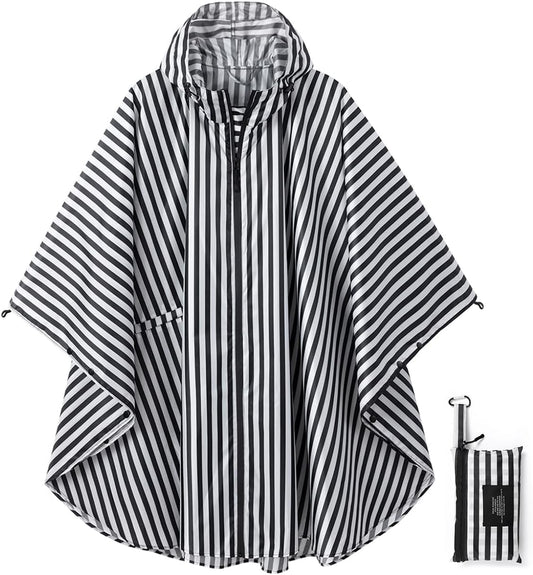 Rain Poncho Jacket Coat Hooded Zipper Style for Women/Men/Adult with Pocket