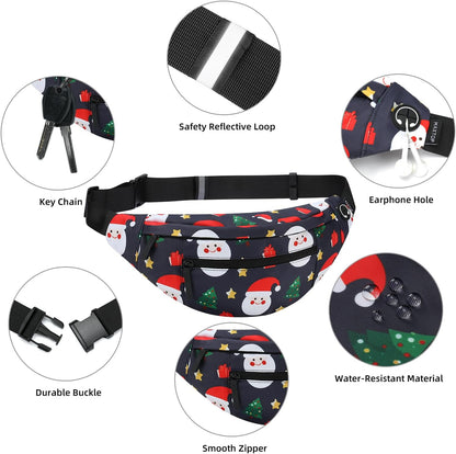 MAXTOP Large Crossbody Fanny Pack with 4-Zipper Pockets,Gifts for Enjoy Sports Festival Workout Traveling Running Casual Hands-Free Wallets Waist Pack Phone Bag Carrying All Phones