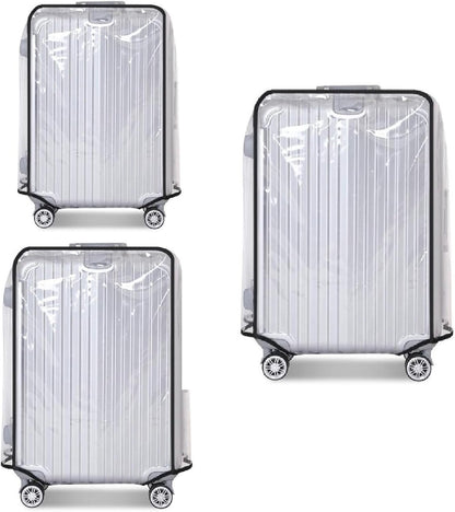 Clear PVC Luggage Cover Protectors - Transparent Waterproof Suitcase Sleeve for 20"+24"+28" Wheeled Suitcases (3PCS)