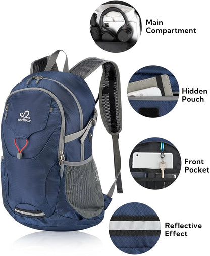 WATERFLY Lightweight Packable Hiking Backpack: 30L Foldable Travel Daypack Ultralight Camping Day Pack for Woman Man