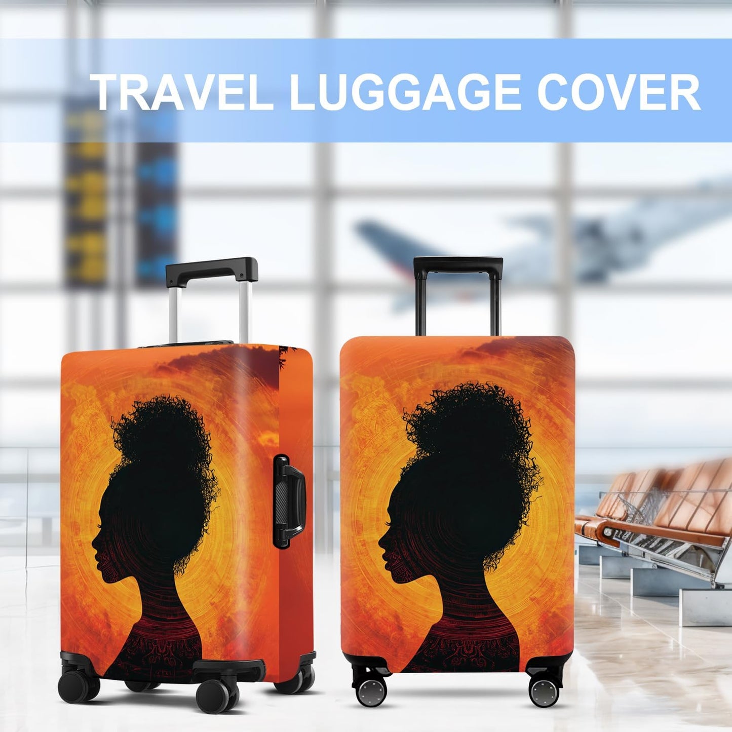 Luggage Cover Washable Suitcase Protector Anti-scratch Suitcase cover Fits 20-34 Inch Luggage (Girl-3, XL(32-34inch suitcase))