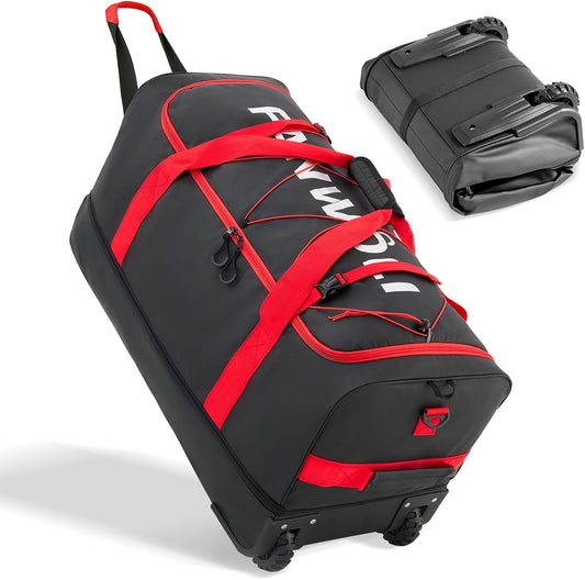 Fanwoli 30'' Rolling Duffel Bag with 2 Wheels - No-Sag Design for Heavy Loads, Expandable 100L-120L Luggage with Soft Handle & Lock, Waterproof Foldable Lightweight with for Travel, Camping,Moving