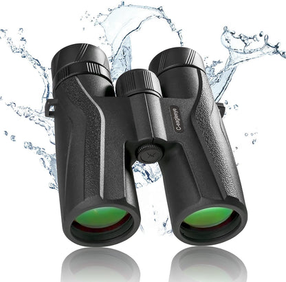 Ceagleeye10x42 Binoculars for Adults,Ipx7 Professional Waterproof and Anti-Fog with 23mm Large Eyepiece Bak4 Lens,Binoculars for Travel Bird Watching Hunting Sports Extra Bag,Strap,Phone Adapter,Black