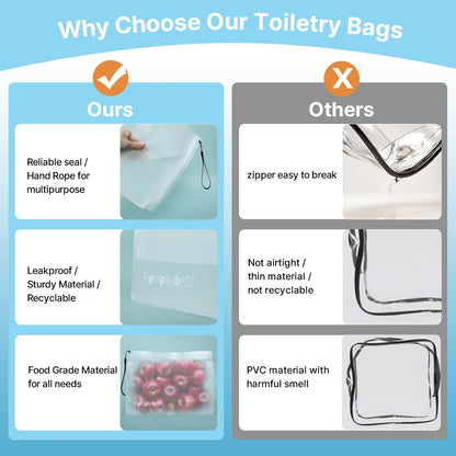 TSA Approved Toiletry Bags 6 Pack - Quart Size Clear Leakproof Travel Zipper Bag For Liquids Toiletries Traveling Trips Vacations Packing Storage For Women & Men