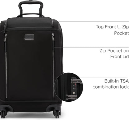 TUMI - Voyageur Leger 4 Wheeled Luggage - Women's Lightweight and Spacious, Sleek Silhouette, Durable Premium Suitcase - 21.8" International Expandable Carry-On, Black with Gunmetal Hardware
