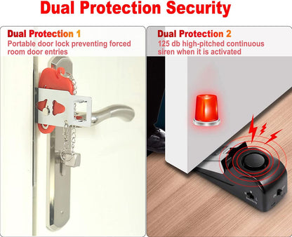 MBBEST Portable Door Lock & Door Stop Alarm,Dual Protection Security Devices Pocket Door Stopper Self Defensey Tools for Hotel Travel Home Apartment House, Red/Black