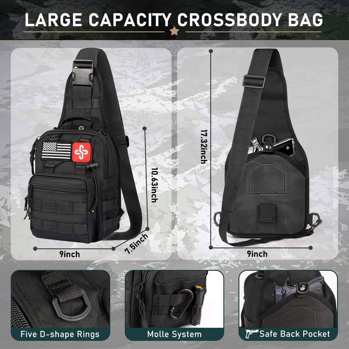 Survival Kit, 262Pcs Survival Gear and Supplies with First Aid Kit Pouch and Crossbody Bag, Emergency Kit with Tent, Camping Axe Hammer, Survival Shovel w/Pick, Bug Out Bag Gifts for Men Women