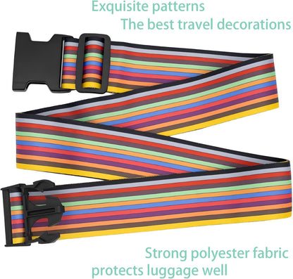 Stripes Luggage Straps for Suitcases, Adjustable Luggage Travel Belt to Keep Luggage Security While Travel, Strong Polyester Fabric, Easy-to-Recognize Stylish Pattern Travel Accessories, 2 Pack
