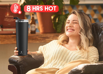 Meoky 30 oz Travel Coffee Mug with Leak-proof Lid, Stainless Steel Insulated Coffee Tumbler, Keeps Hot for 8 Hours or Cold for 24 Hours, Fits in Car Cup Holder (Night)