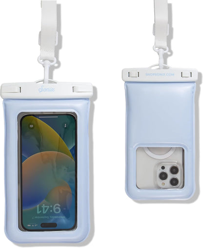 Sonix Waterproof Phone Pouch - Floating Phone Case Dry Bag w/Crossbody Lanyard - Beach Cruise Travel Essentials - Compatible w/All Devices, Touchscreen Friendly | Jelly Blue