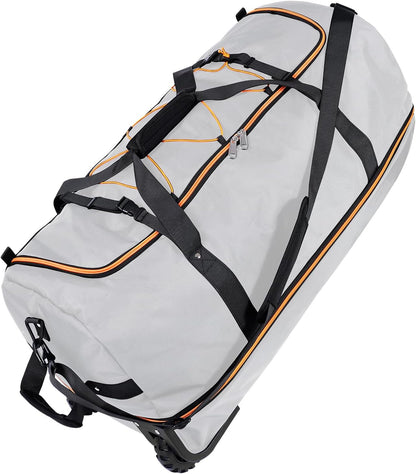 110L Expandable to 140L 32” Foldable Oxford Soft-Sided Rolling Duffle Bag with 2 Heavy-Duty Wheels,3 Large Compartments,Adjustable Shoulder Strap and Attached Organizer Pouch,Grey