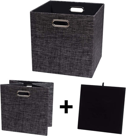 Posprica Fabric Storage Cubes,13×13×13 cube storage bins, Foldable Drawers Baskets Containers for Shelf Cabinet Bookcase,Thick and Heavy Duty (4pcs, Black)