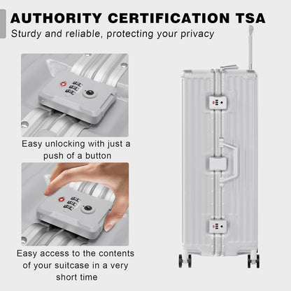 AnyZip Luggage Sets 2 Piece Aluminum Frame Carry On and Checked Suitcase PC ABS Hard Shell TSA Lock No Zipper(Silver, 20/28)