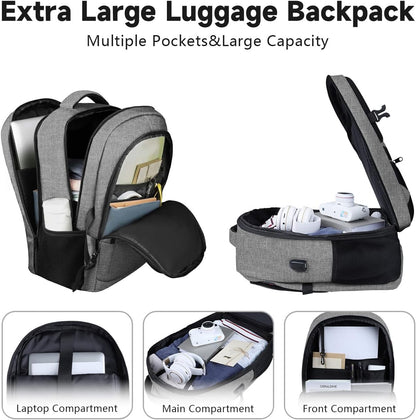 Lapsouno Extra Large Laptop Backpack, 17 Inch Carry on Travel Backpack, Anti-Theft College School Computer Bag with USB Port, Gift for Men Women, Grey
