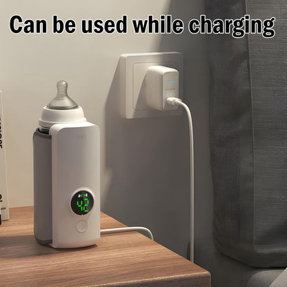 Portable Bottle Warmer for Travel, Rapid Warming with Battery-Powered Temperature Display, Waterless Milk Warming for Comfortable Baby Feeding On The Go