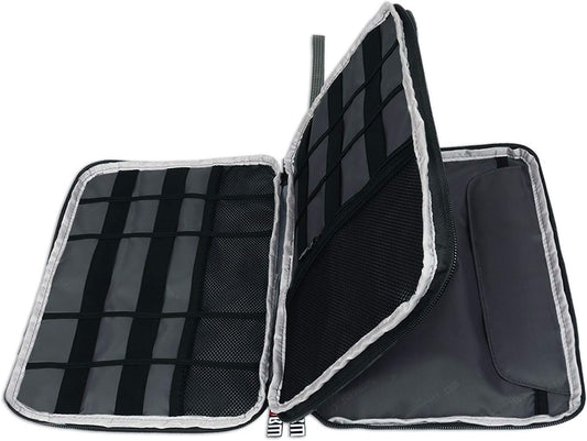 BUBM Double Layer Electronics Organizer, Travel Gadget Bag for Cables, Memory Cards, Flash Hard Drive and More, Fit for iPad or Tablet(up To 9.7")--Large, Dark Blue