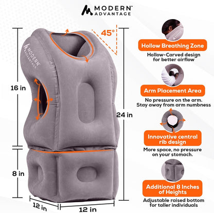 Modern Advantage Inflatable Travel Pillow for Airplanes with Adjustable extra Bottom, Support head & chin to avoid Neck & Shoulder Pain for Travelling office napping with Eye Mask & Earplug, Pack of 2