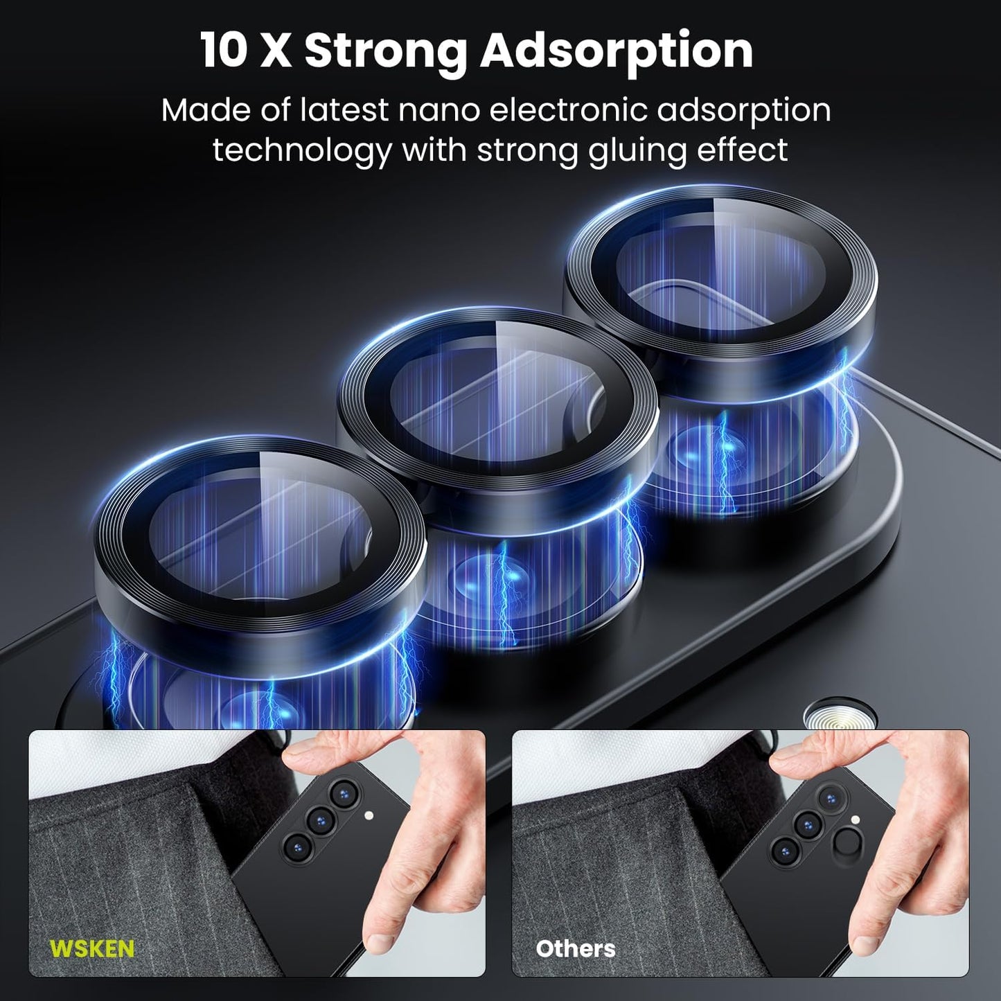 WSKEN for Z Fold 7 Camera Lens Protector Case Cover - Ultra HD Anti-Reflective Tempered Metal Glass Anti Scratch Rear Camera Screen Protector Film for Samsung Galaxy Z Fold 7 5G Accessories,Black