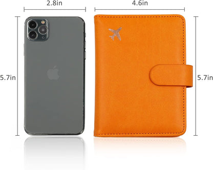 Melsbrinna Rfid Passport Holder for Travel women/Men, Cute Passport Wallet Rfid Blocking Card Slots, Rfid Passport Cover/CaseTravel Wallet, Passport Book Holder (1, Orange)