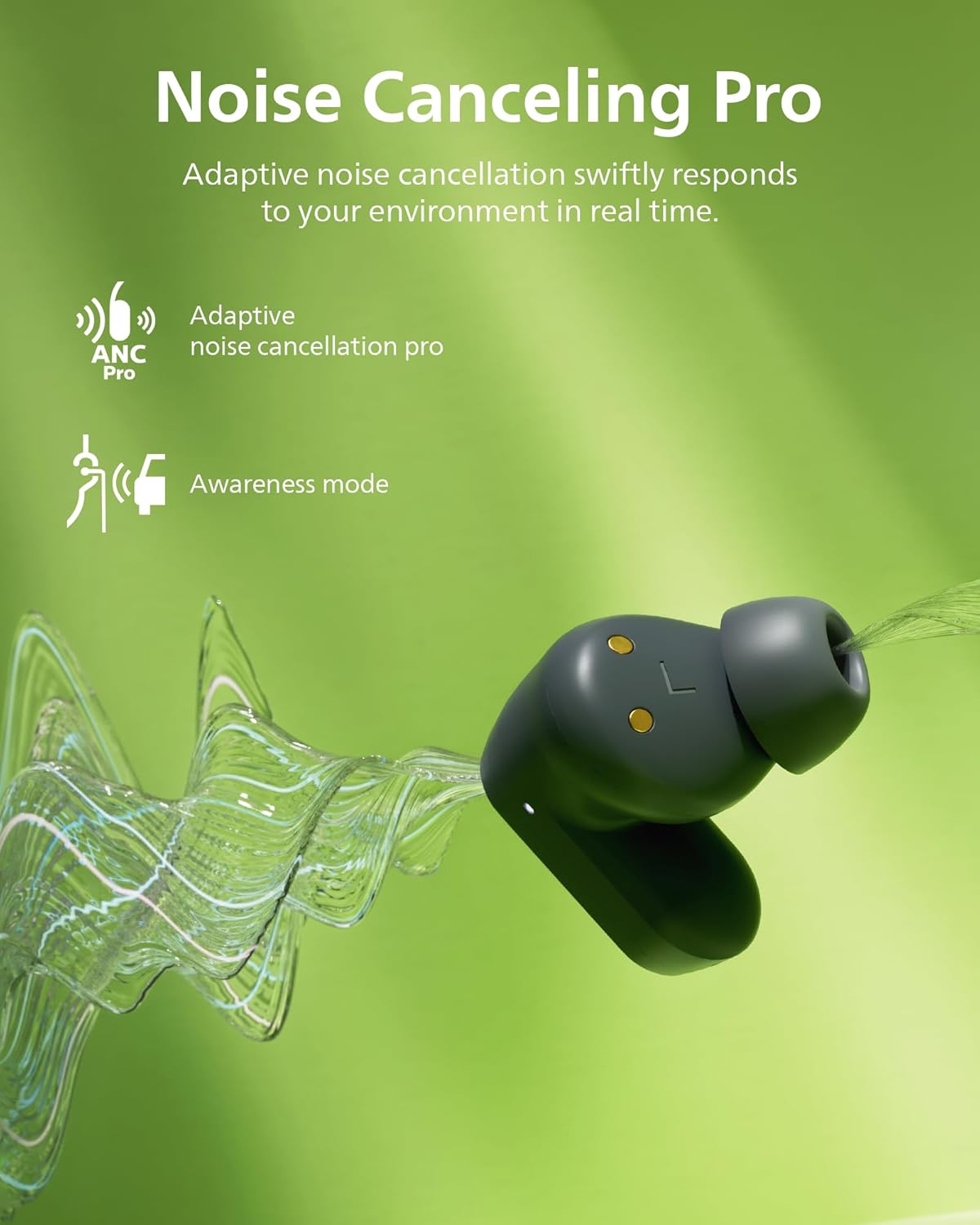 PHILIPS TAT3519 Wireless Earbuds,True Wireless Headphones with Noise Canceling Pro,Dynamic Bass,Clear Call,24 H Battery Life,Fast Charging,Bluetooth 5.3,IPX4,App/Touch Control,Black