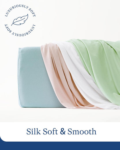 PurComfy Supersoft Pack and Play Sheets Fitted, Premium Bamboo Viscose Mini Crib Sheets, Pack N Play Mattress Sheets, Graco Playard Baby Sheets Neutral for Boys Girls, 5'' Deep Pocket 2-Pack