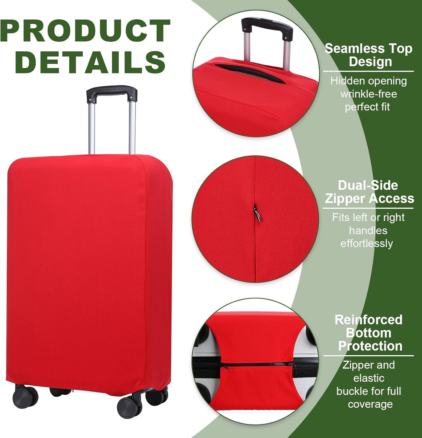 PATIKIL Luggage Cover, Suitcases Covers Elastic Carry on Cover Protector Washable Scratch-Resistant Fits 19-21 Inch Luggage for Travel Business Trips, Red