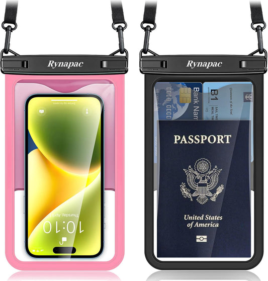 Waterproof Phone Pouch - 8.5in Waterproof Phone Case with Lanyard, IPX8 Cell Phone Dry Bag Beach Essentials for iPhone 16 15 14 13 12 Pro Max, Galaxy S24 S23 S22 S21 Series, 2 Pack