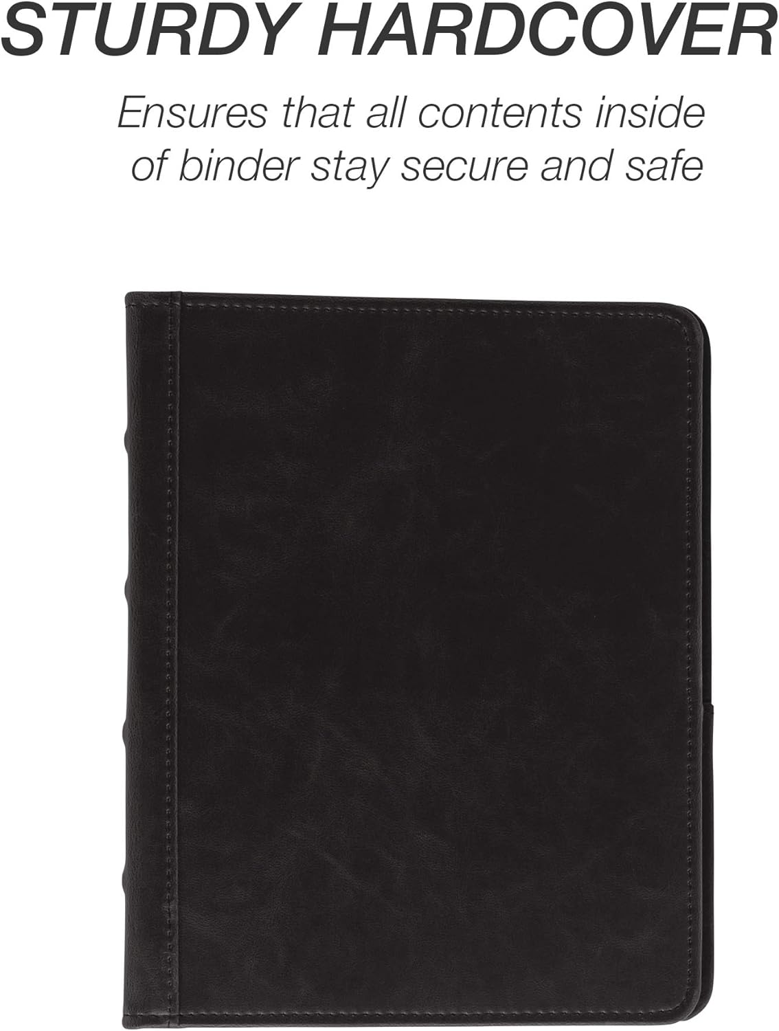 Samsill Vintage Leather Mini 3 Ring Binder 1 Inch Round Ring (Holds 200 Sheets), 5.5 x 8.5 Inch Documents, Professional Organizer, Planner, Notebook, Black