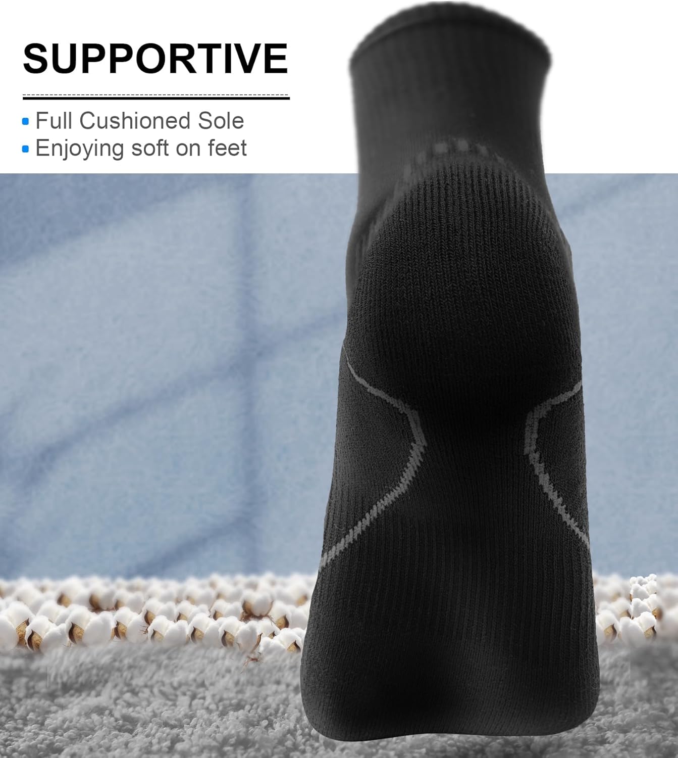BULLIANT Compression Socks for Men 6Pairs, Athletic Crew Socks Cushioned For Men Sports Running-Arch Support
