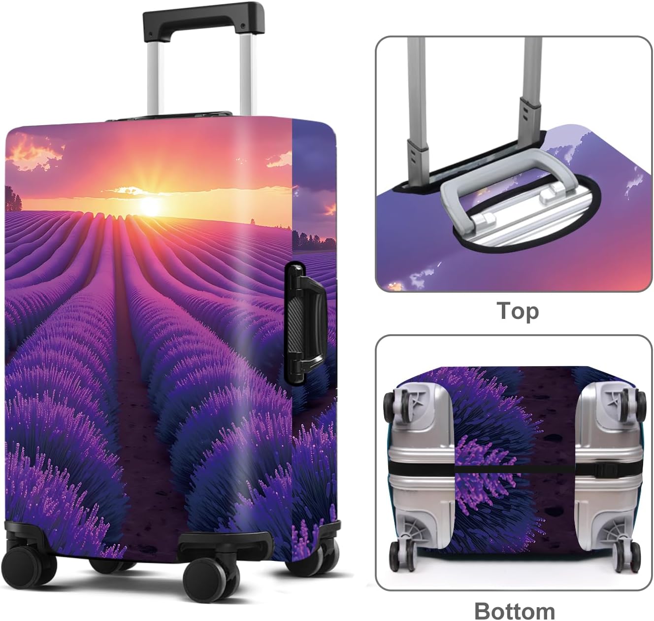 Luggage Cover Washable Suitcase Protector Anti-Scratch,Stretchable Fit for 20-34Inch Luggage Durable Travel Bag Cover with Zipper Closure (Lavender, S(fits 20-22inch suitcase))