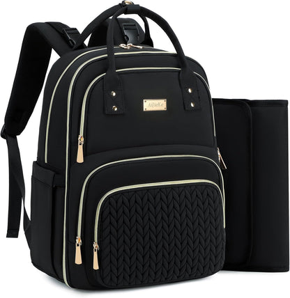 Diaper Bag Backpack - Large Multi functional, Boys, Girls & Baby Travel Essentials Tote with Changing Pad, Insulated Pockets, Stroller Straps, Waterproof - Baby Backpack for Mom & Maternity (Black)