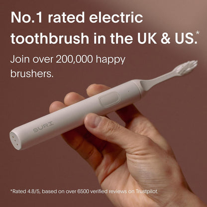 SURI Sonic Electric Toothbrush with UV Travel Case - 40-Day Battery- Designed in California - Electric Toothbrushes Adults - Slim Travel Tooth Brush