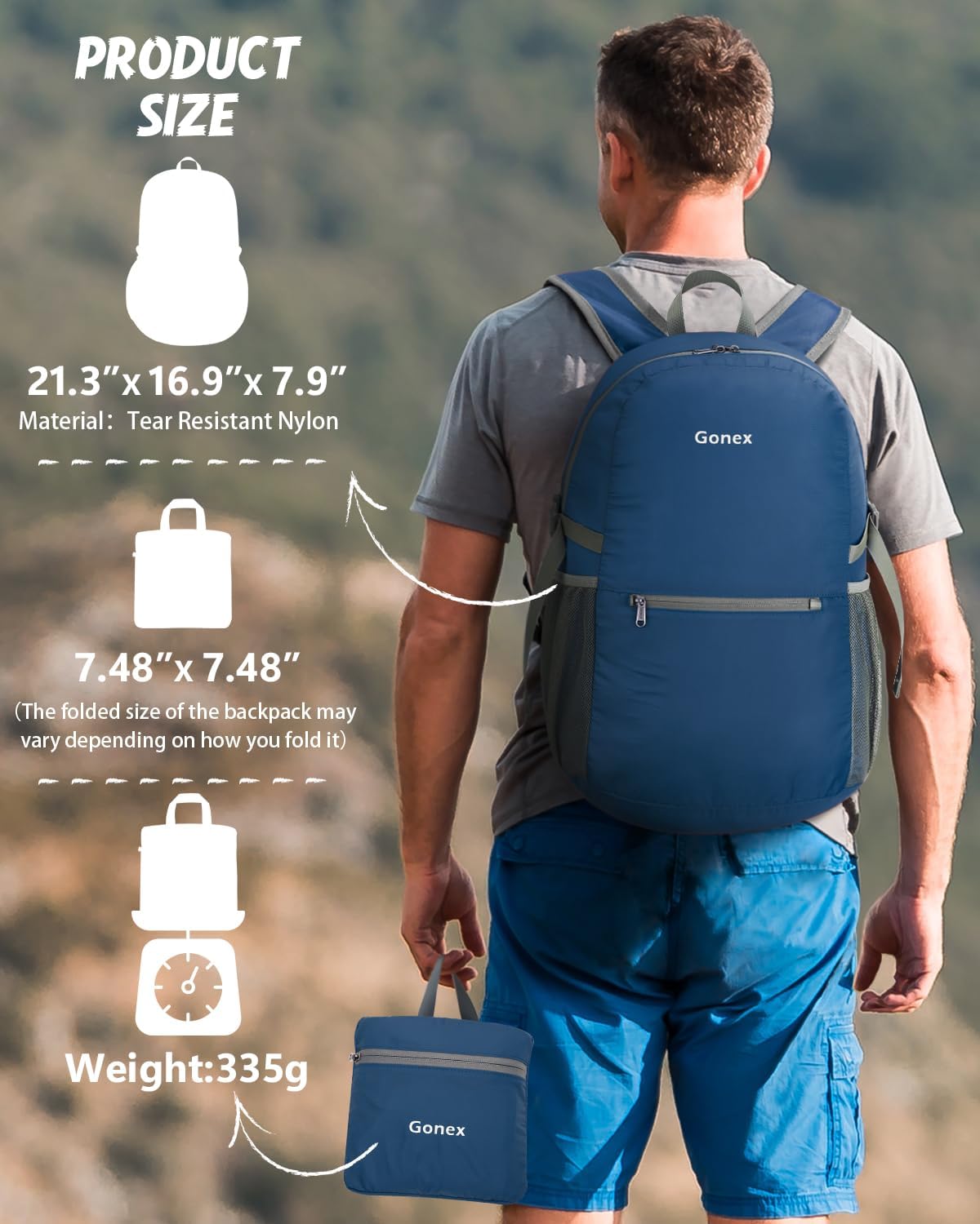 Gonex 30L Ultra Lightweight Packable Backpack, Handy Foldable Daypack for Camping Outdoor Travel Cycling Backpacking