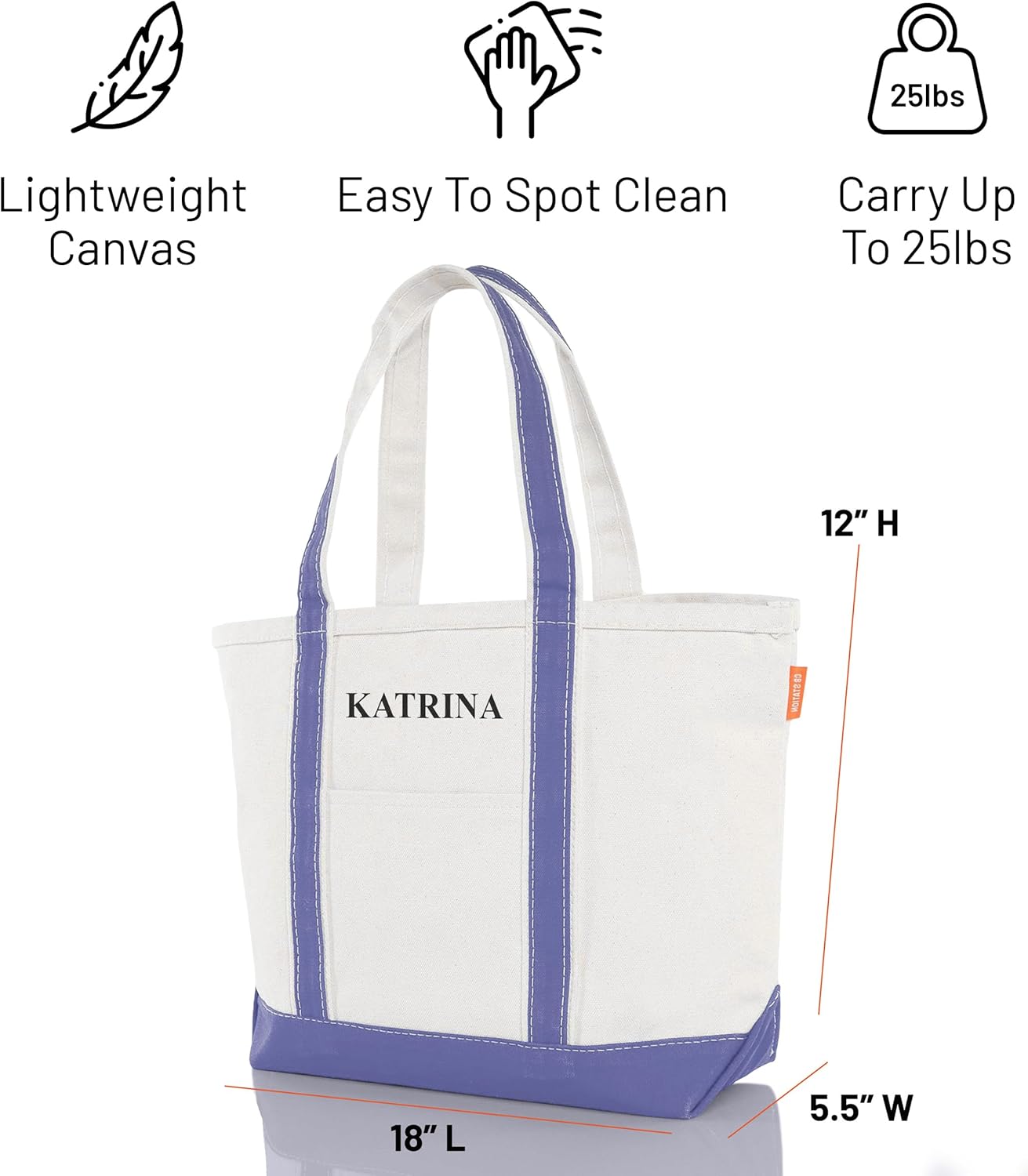 CB STATION Medium Classic Canvas Tote Bag for Women, Top Zipper Closure, Outer Pocket, Daily Essentials, Groceries, Traveling