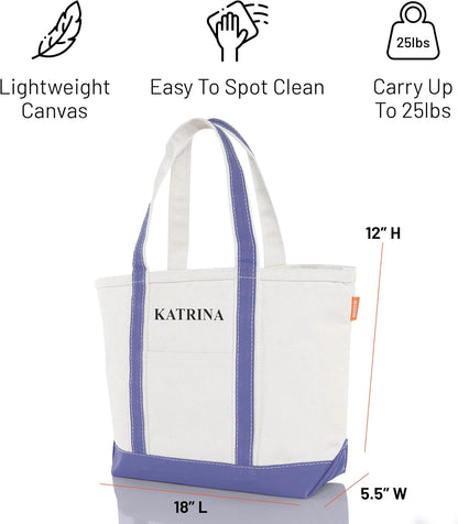 CB STATION Medium Classic Canvas Tote Bag for Women, Top Zipper Closure, Outer Pocket, Daily Essentials, Groceries, Traveling