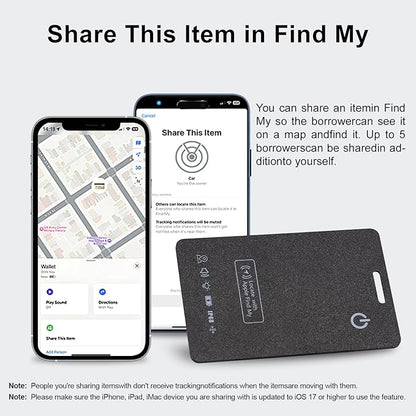 [Apple MFi Certified] LBPRT Air Card Tag Rechargeable Wallet Tracker Thin 1.6mm, Item Finder Work with Apple Find My APP (iOS Only, Android not Supported) Smart Locator for Luggage Suitcase, Purse,Bag