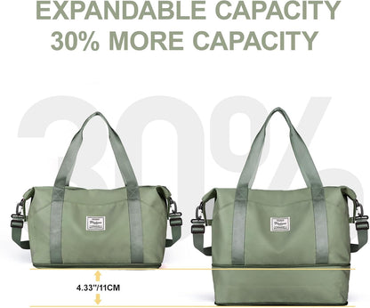Travel Duffel Bag, Sports Tote Gym Bag, Shoulder Weekender Overnight Bag for Women