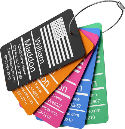 Luggage Tags for Suitcase - Red Personalized Engraved Metal Tag for Cruise Travel - Custom Name Tags Suitable for Bags and Backpacks No Underline (2x3.5 inch)