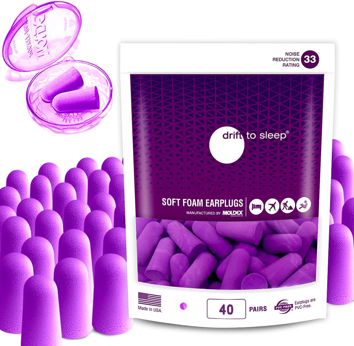 MOLDEX Ultra Soft Foam Earplugs 40 Pairs Comfortable Earplugs for Sleeping Noise Cancelling Snoring Work Travel Sleeping Studying Shooting Concerts 33db Highest NRR – Made in USA