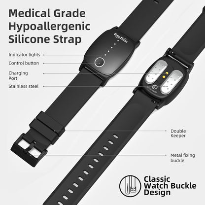 EmeTerm Explore FDA-Cleared Galaxy Black and Navy Blue Anti-Nausea Wristband IP67 Waterproof Morning Motion Travel Sickness Vomit Relief Rechargeable No Gel Drug Free Without Side Effects (2 Pack)
