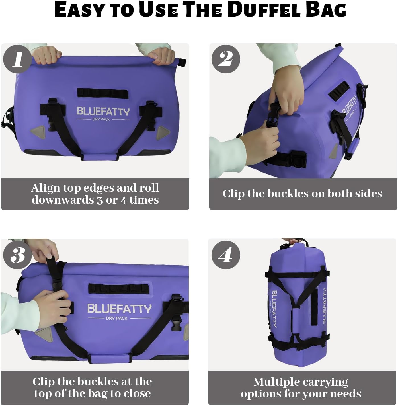 Large Waterproof Duffel Bag Roll-top Heavy Duty Dry Duffle Bags for Motorcycling, Rafting, Boating, SUP, Kayaking, Travel, 70L(Blue)