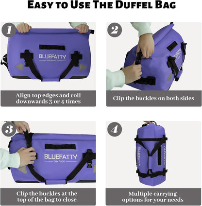 Large Waterproof Duffel Bag Roll-top Heavy Duty Dry Duffle Bags for Motorcycling, Rafting, Boating, SUP, Kayaking, Travel, 70L(Blue)