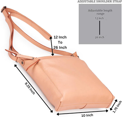 Small Soft Genuine Leather Crossbody Purse Women’s Sling Crossover Shoulder Travel Handbag with Triple Zipper