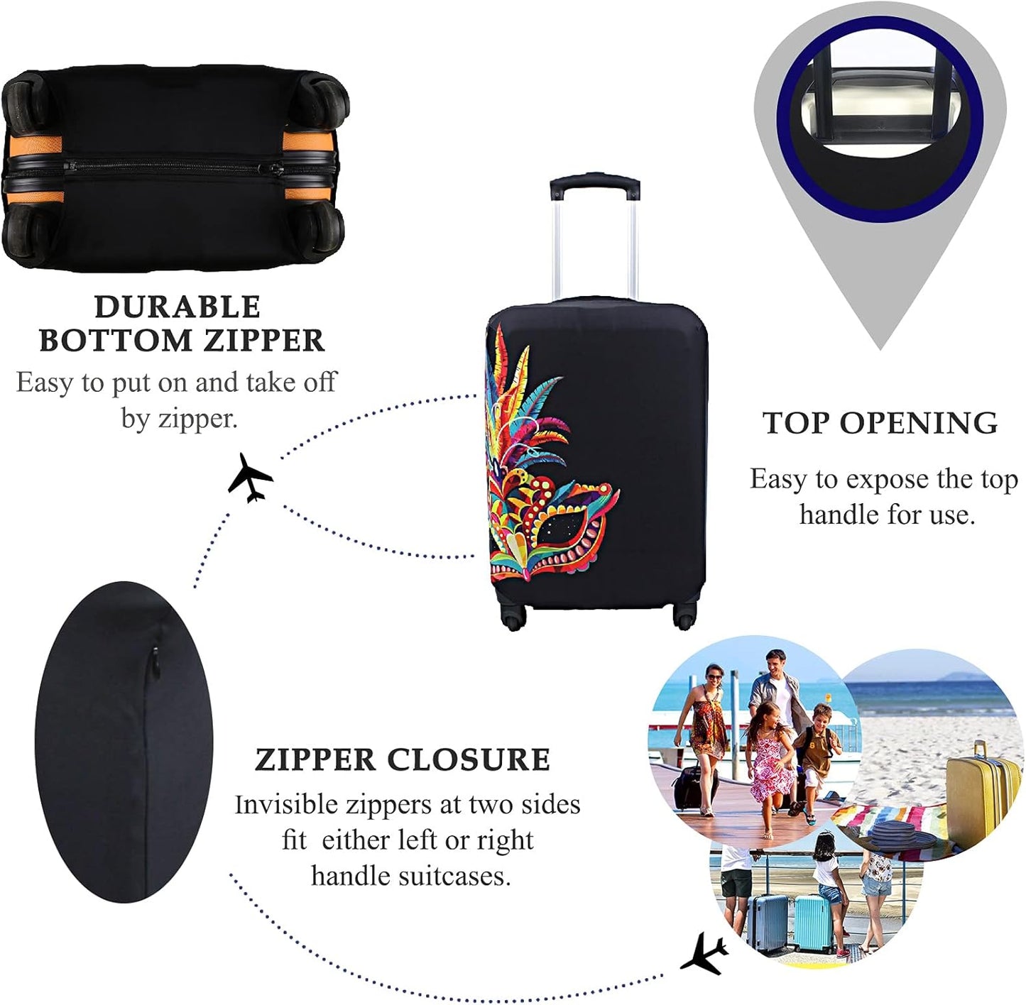 Explore Land Travel Luggage Cover Suitcase Protector Fits 18-22 Inch Case (Carnival, S)
