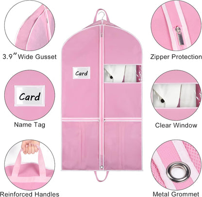 Zilink 43" Garment Bags for Travel for Women Carry on Suit Bags for Travel and Storage Gusseted Hanging Garment Bags with Handles for Coats, Jackets, Shirts,Dresses, Pink