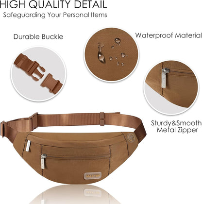 MAXTOP Large Crossbody Fanny Pack with 4-Zipper Pockets,Gifts for Enjoy Sports Festival Workout Traveling Running Casual Hands-Free Wallets Waist Pack Phone Bag Carrying All Phones