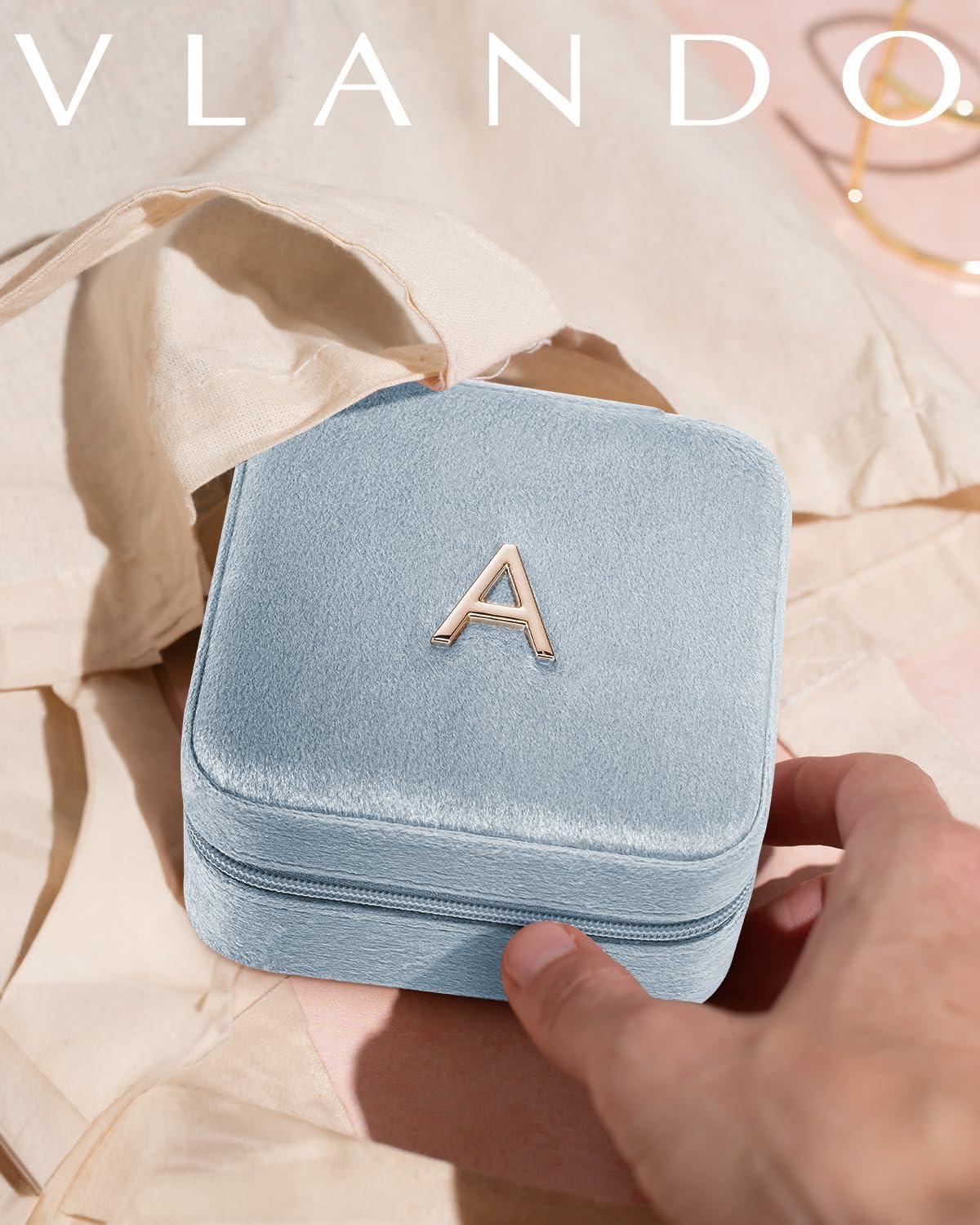 Vlando Graduation Gifts for Her, Graduation Travel Gifts for Women, 2025 Graduation Gifts Travel Accessories for Girls, Graduation Travel Essentials Small Jewelry Box - Letter N, Blue