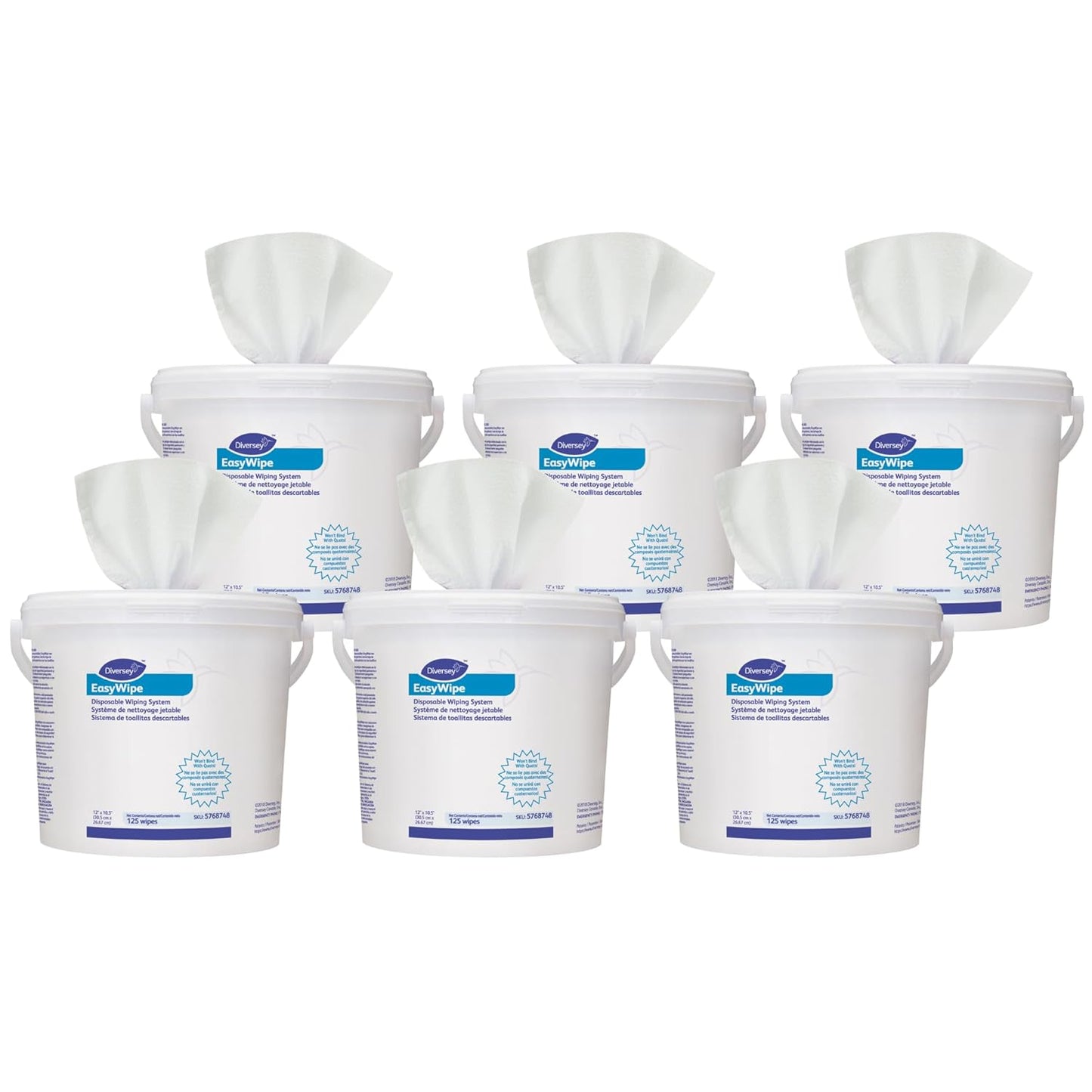 Diversey EasyWipe Disposable Wiping System - Pair with Oxivir Disinfectants, 125 Wipes (6 Pack)