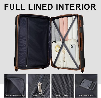 Merax 24 Inch Expandable Checked Luggage, Hardshell ABS Medium Suitcase with Spinner Wheels, TSA Lock, Lightweight Travel Suitcase for Long Trips and Vacations