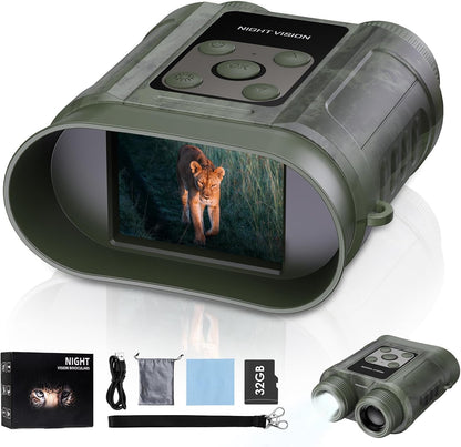 Night Vision Goggles,Compact Night Vision Binoculars,32GB Card Included, Photo/Video Capture,Outdoor Tools for Education, Wildlife Watching,Gifts for Boy, Gifts for Men, Gifts for Father(Green)